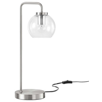 Silo Glass Globe Glass and Metal Table Lamp, Satin Nickel