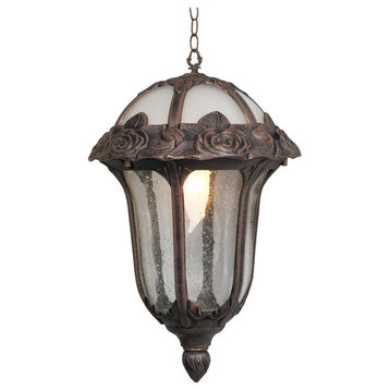 Rose Garden Large Pendent Light with Seedy Glass, Copper
