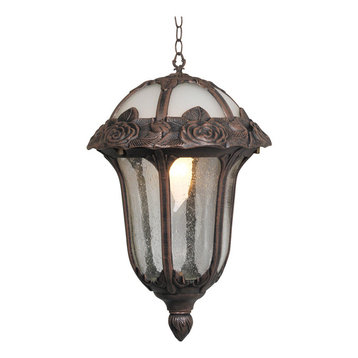 Rose Garden Large Pendent Light with Seedy Glass, Copper