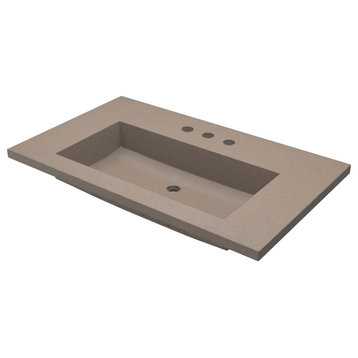 36" Capistrano Vanity Top with Integral Sink, Earth, 8" Widespread Faucet Holes