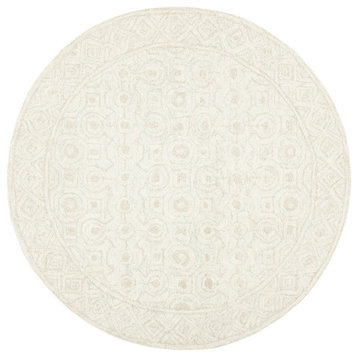 Safavieh Micro-Loop Mlp950A Rug, Ivory and Light Green, 5'0"x5'0" Round