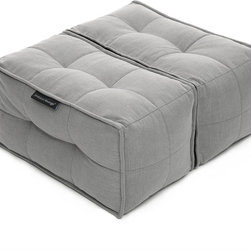 Twin Ottoman - Keystone Grey (with linen) - Corner Sofas