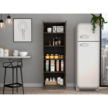 DEPOT E-SHOP Dakari-Storage Single-Door Pantry Cabinet, Dark Brown