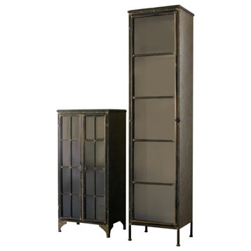 Iron And Glass Two Door Apothecary Cabinet