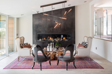 Example of a mid-sized minimalist beige floor living room design in San Francisco