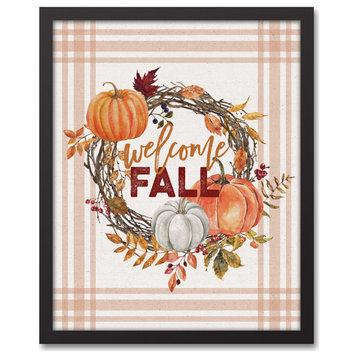 Welcome Fall 17.73 x 21.73 Black Framed Canvas