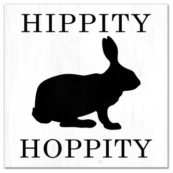 Hippity Hoppity Rabbit Silhouette 12x12 Canvas Wall Art