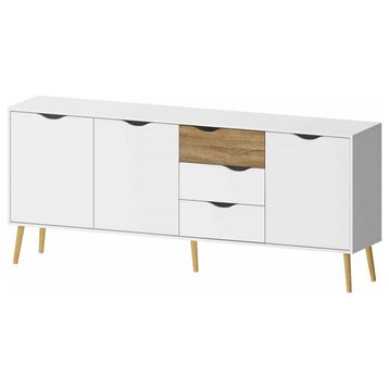 Tvilum Diana 77" Sideboard in White and Oak Structure - Engineered Wood