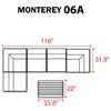 TK Classics Monterey 6 Piece Outdoor Wicker Sofa Set 06a in Wheat