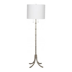 Worlds Away Ansel Silver Leaf Bamboo Floor Lamp - Floor Lamps