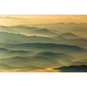 Foggy Mountain Layers at Sunset Landscape Photo Unframed Wall Art Prints, 11" X 14"