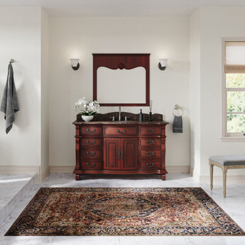 The Finley Bathroom Vanity, Single Sink, 60", Cherry, Freestanding, With Mirror