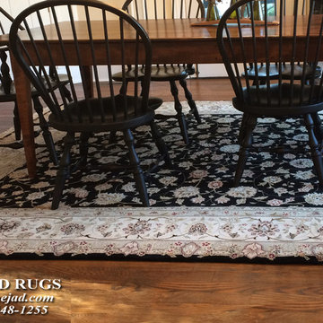 Nejad Rugs Fine Black & Ivory Oriental Rug in Classic Bucks County Dining Room