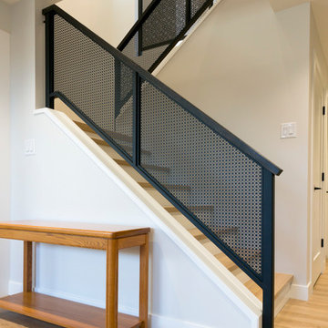 Oak Hand Rail + Perforated Steel Railing