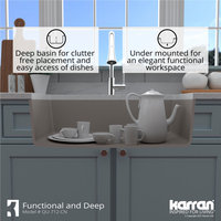 Karran Undermount Quartz 32" Single Bowl Kitchen Sink Kit, Concrete