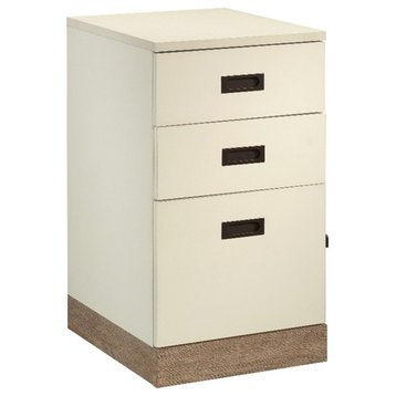 Pemberly Row Engineered Wood File Cart in Pebbled White Finish