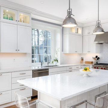 Bright White Transitional Kitchen - Sudbury, MA