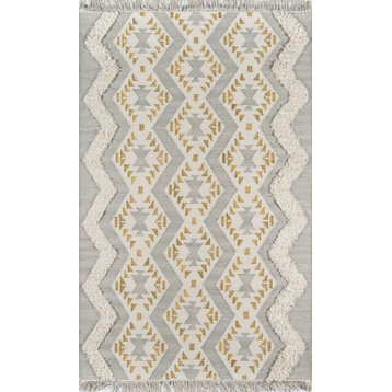 Novogratz by Momeni Indio Beverly Hand Made Wool Gray Area Rug, 7'6"x9'6"