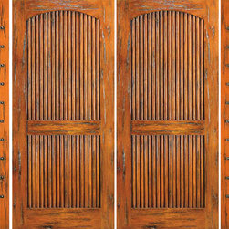 Double Door With Two Sidelites Entry Prehung Knotty Alder, 2 Panel - Front Doors