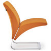 Modern Bouncee Chair Orange Cashmere Fabric Upholstery Polished Chrome Base