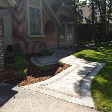 Front Entry Sidewalk, Sitting Area, Retaining Wall, and Stairs