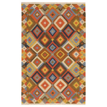 Multi-Colored Traditional Geometric Kilim Area Rug