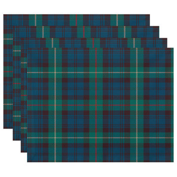Tartan Plaid 18"x14" Navy Blue Holiday Print Placemat, Set of 4