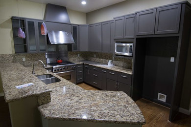 Taupe kitchen cabinets