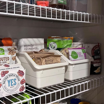 Healthy options at eye level and baking items on top shelf