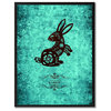 Rabbit Chinese Zodiac Aqua Print on Canvas with Picture Frame, 13"x17"