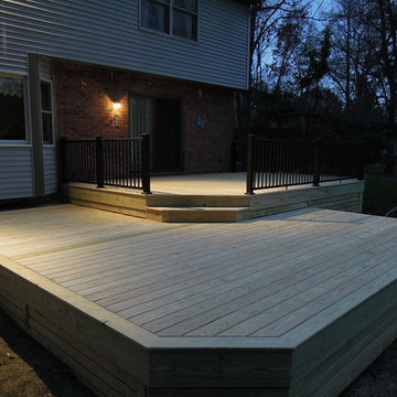 Treated Lumber patio deck with Aluminum railing and wood skirting, Loveland OH