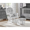 Suite Bebe Mason Wood and Fabric Glider and Ottoman in White and Gray