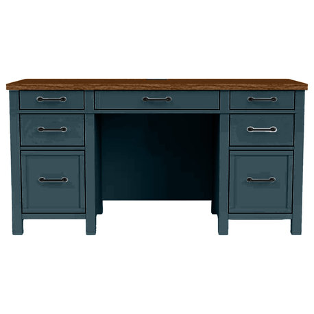 Modern Executive Office Desk, Smokey Blue