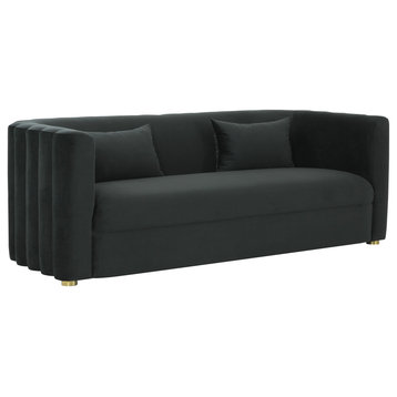 Callie Black Velvet Sofa