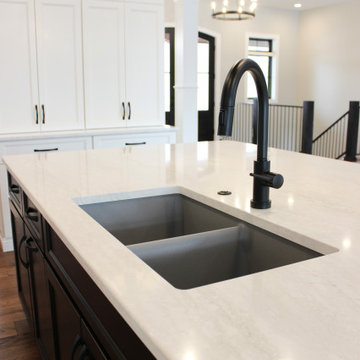 New Home With Great Room Kitchen and Cambria Ironsbridge Quartz Surfaces