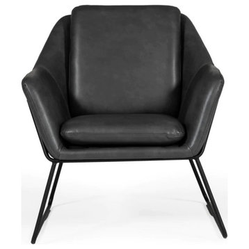Jana Industrial Dark Gray Eco-Leather Accent Chair