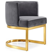 Gianna Velvet Dining Chair, Gray, Gold Base