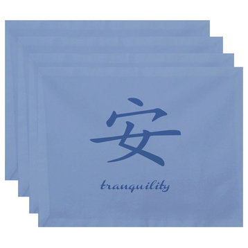 18"x14" Tranquility, Word Print Placemat, Blue, Set of 4