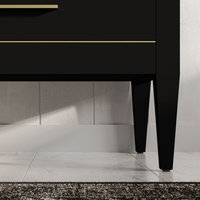 Grace Bathroom Vanity, Black With Brass Trim, 36", Single Sink, Freestanding