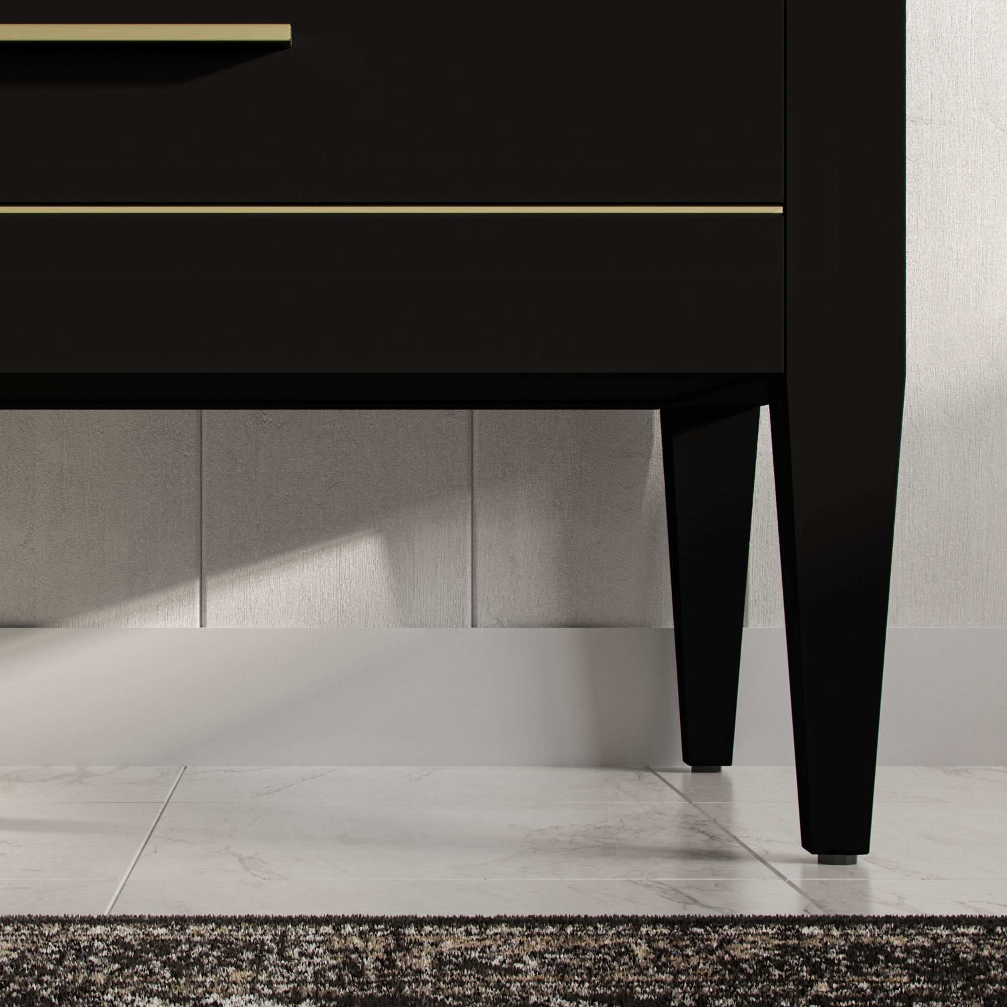 Grace Bathroom Vanity, Black With Brass Trim, 36", Single Sink, Freestanding