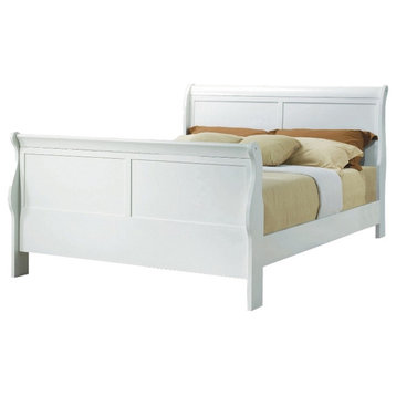 Coaster Louis Philippe Wood Queen Sleigh Panel Bed in White Finish