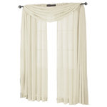 Royal Tradition - Abri Single Rod Pocket Sheer Curtain Panel, Ivory, 50"x84" - Want your privacy but need sunlight? These crushed sheer panels can keep nosy neighbors from looking inside your rooms, while the sunlight shines through gracefully. Add an elusive touch of color to any room with these lovely panels and scarves. Sheers enhance the beauty of windows without covering them up, and dress up the windows without weighting them down. And this crushed sheer curtain in its many different colors brings full-length focus to your windows with an easy-on-the-eye color.