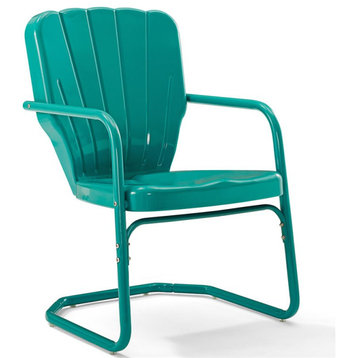 Pemberly Row Metal Patio Chair in Turquoise Gloss (Set of 2)