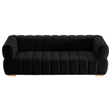 Gwen Velvet Upholstered Sofa, Black