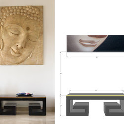 Metaphor | Low Accent Table in Greek Key Design with Gold Highlights - Console Tables