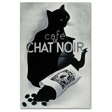 "Chat noir Coffee" by Vintage Apple Collection, Canvas Art