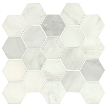 MSI SMOT-3HEXP Greecian White - 3" x 3" Hexagon Mosaic Tile - - White