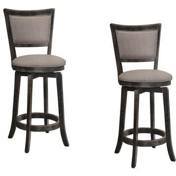 Best Master Furniture Maria 29" Transitional Wood Bar Stool in Gray (Set of 2)