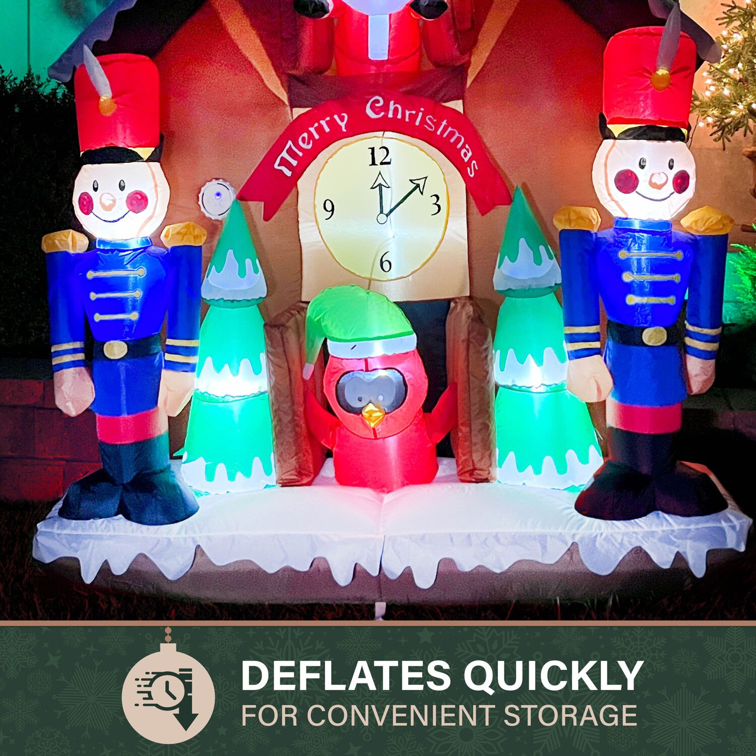 6 ft Tall Prelit Santa Nutcracker Cuckoo Clock Inflatable With Music ...