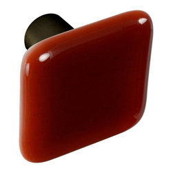 CKP - Art Glass Knob, Sunset Coral, Oil-Rubbed Bronze Base - Cabinet And Drawer Knobs